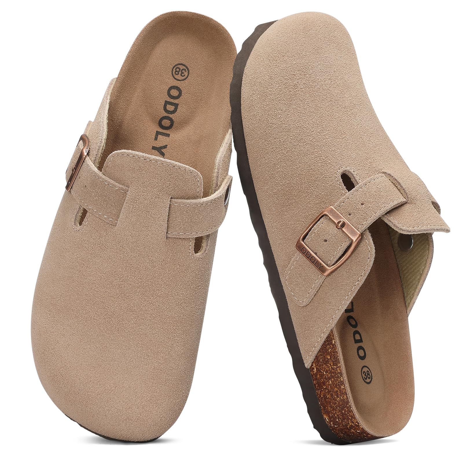 ODOLY Genuine Suede Clogs for Women and Men - Soft Cork Footbed and Arch Support
| ODOLY Women and Men Genuine Suede Cl
