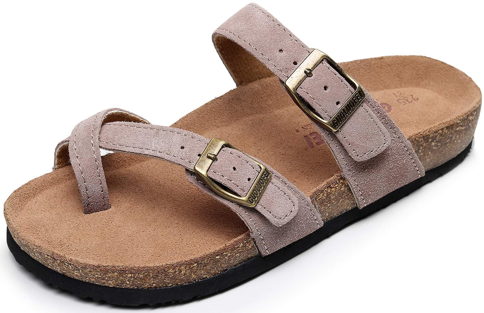 Women's Comfortable Cork Footbed Slide Sandals with Arch Support for Summer Beach
| Guoluofei Women's Arch Support Cork
